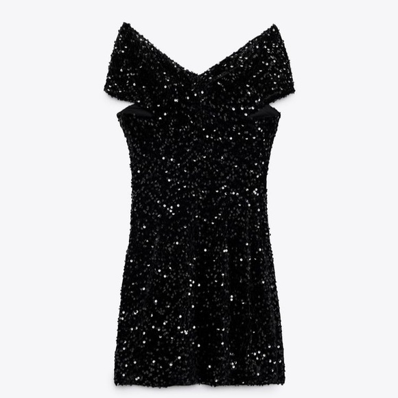 Zara Woman Sequinned Velvet Dress - Picture 5 of 5